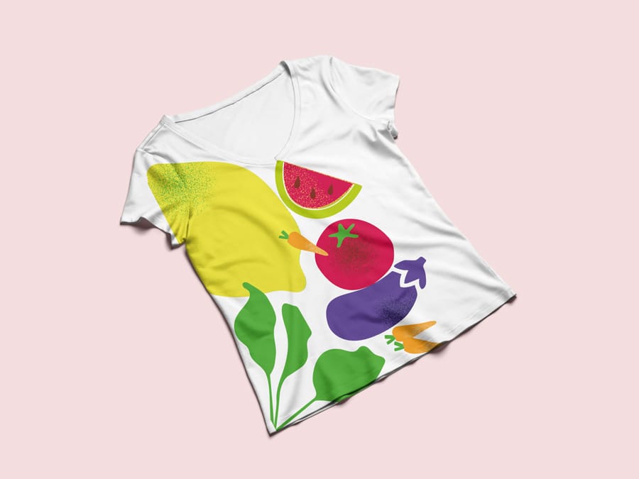 Fruits-&-Vegetables-T-shirt - grain effect